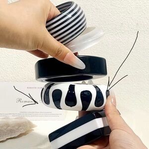 Bohemian Black and White Striped Bangle